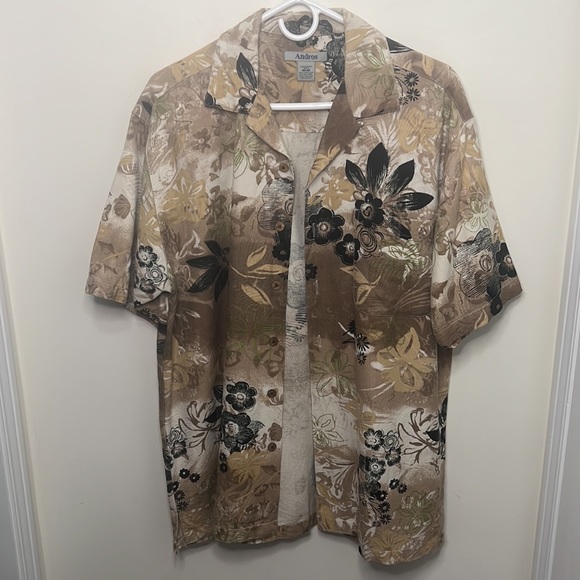 Andros Men Vintage Hawaiian 100% Silk Button Down Shirt Size Medium - Picture 5 of 11